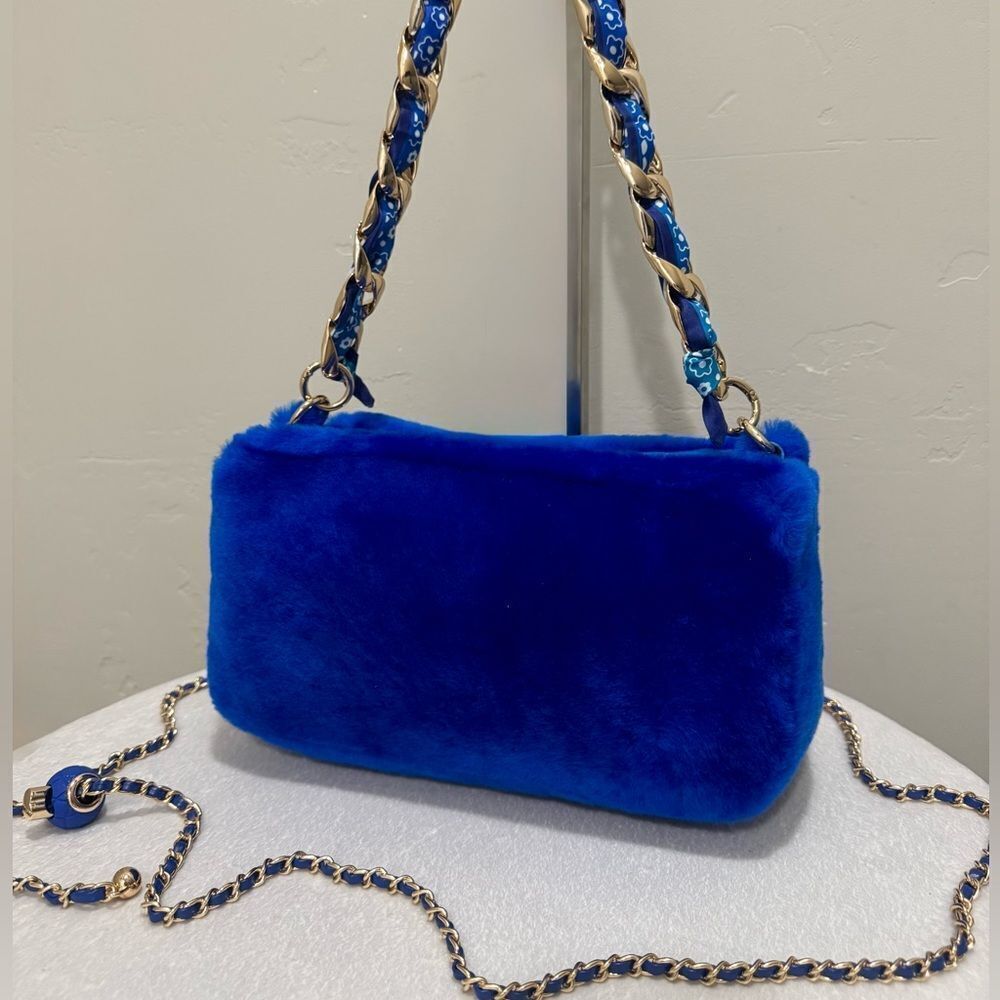 Premium Shearling Leather Double Zip Pillow Bag, Lamb Fur Shoulder Bag/Crossbody